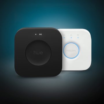 New Hue Bridge Pro and Philips Hue Bridge smart home lighting control systems. 