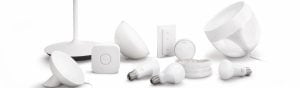 An assortment of Philips Hue LED bulb sizes