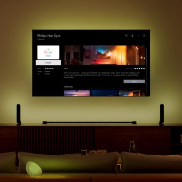 Écran de l’application Philips Hue Sync TV sur le téléviseur du salon