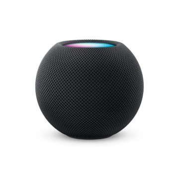 Zwarte Apple HomePod op een witte achtergrond