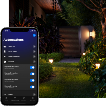 hue-app-tidsur for utendørs belysning